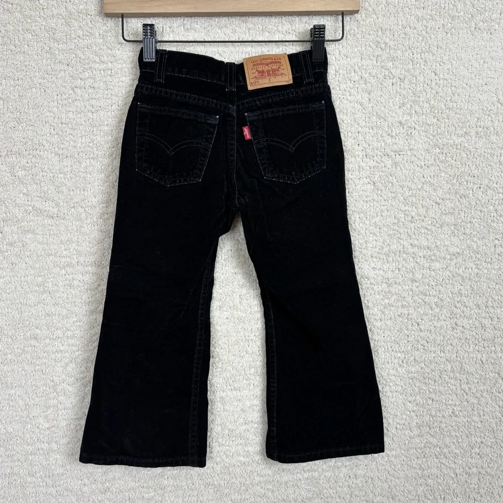 Vtg Levis Jeans Toddler Girl 5 Black‎ 517 Velvet Flare Red Tab Zip Fly Cotton